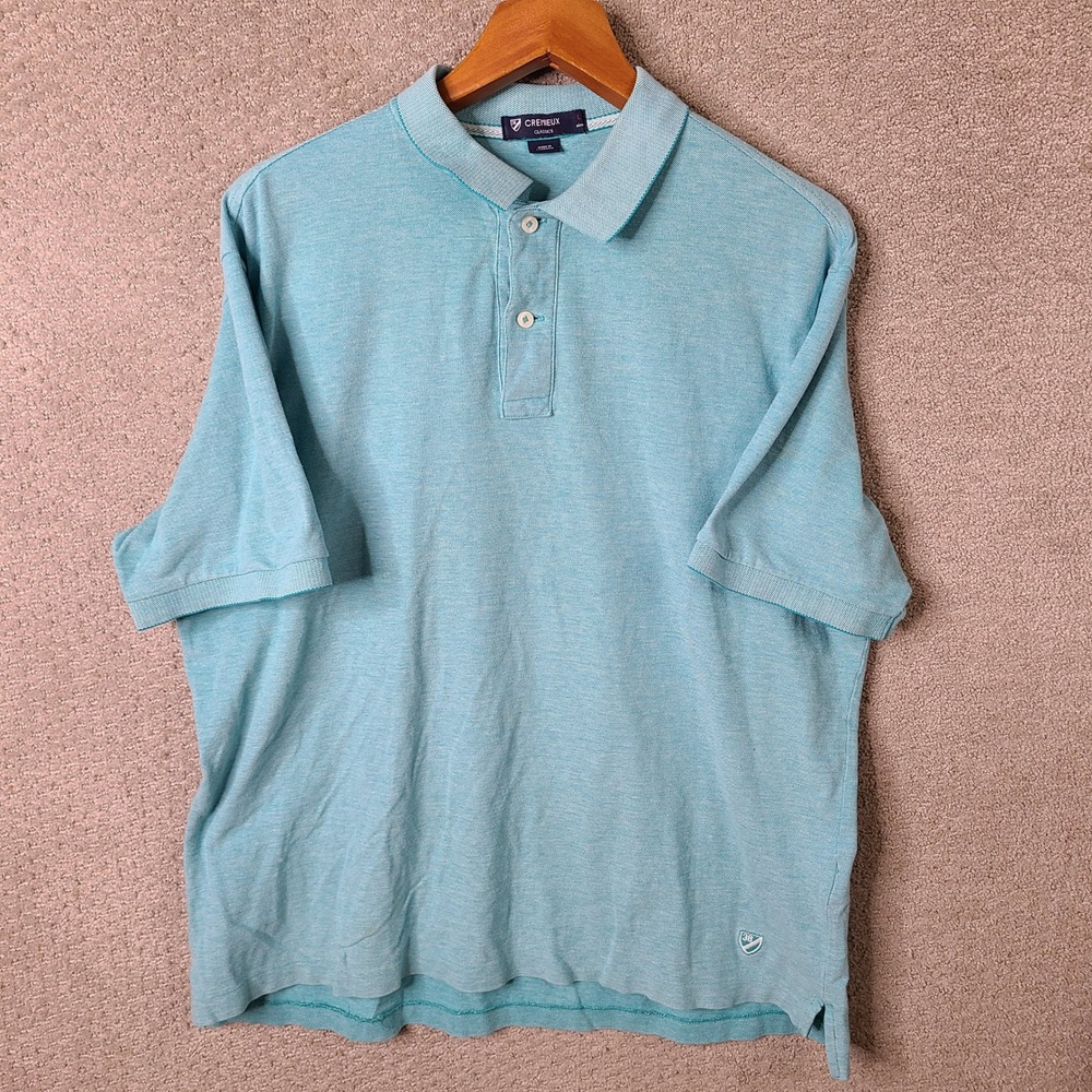 Cremieux Shirt Men Large Blue Polo Short Sleeve Pique Cotton Casual Golf Classic